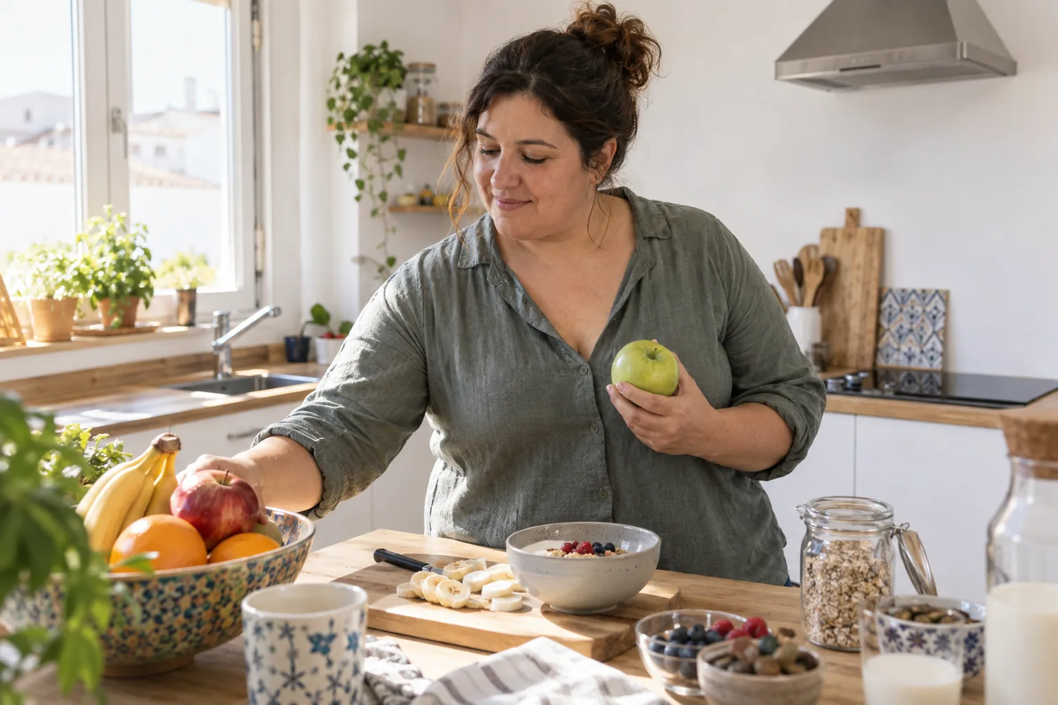 Woman preparing a healthy breakfast at home