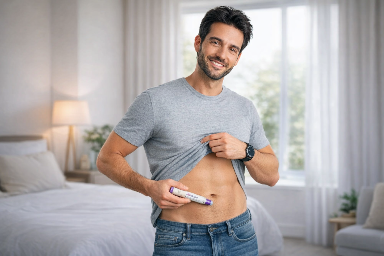 Man using weight loss injection