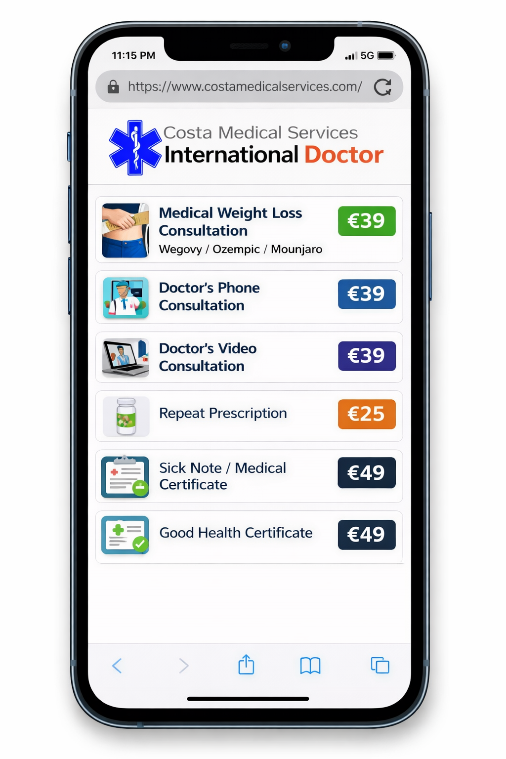 Costa Medical Services phone consultation