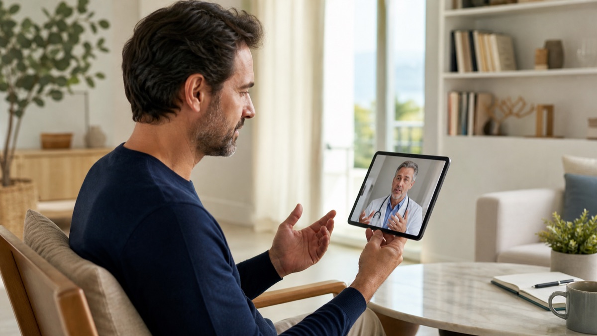 Man in a private medical consultation