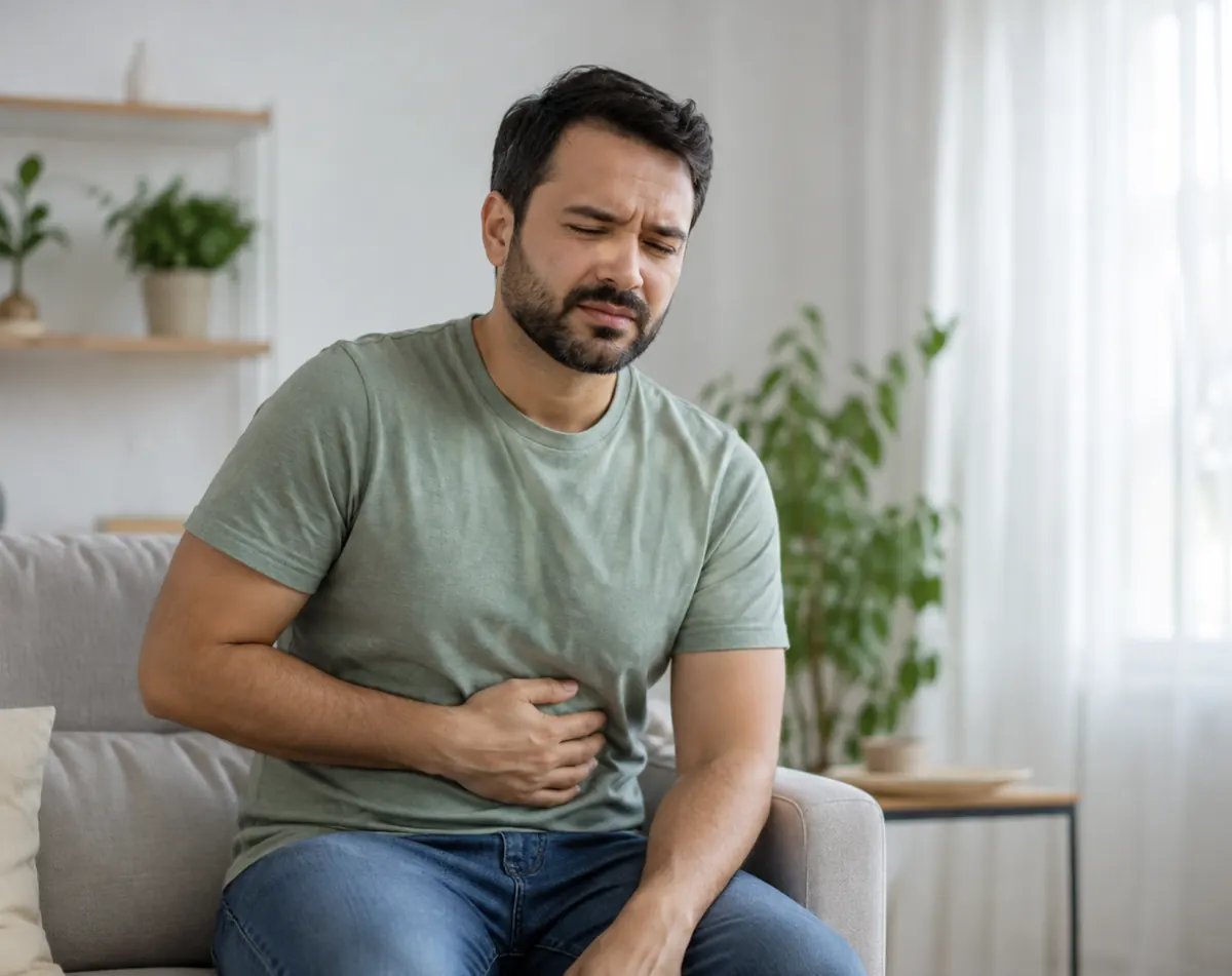 Hombre con dolor abdominal y síntomas digestivos