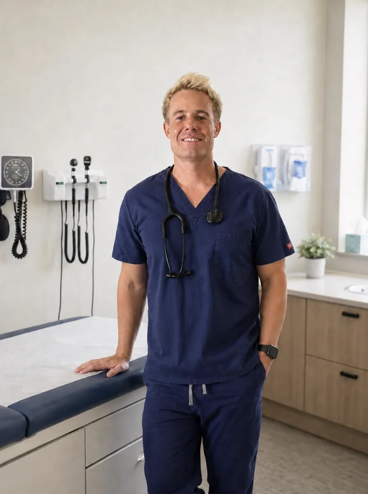 Dr Ben Harry Clegg standing in a consulting room