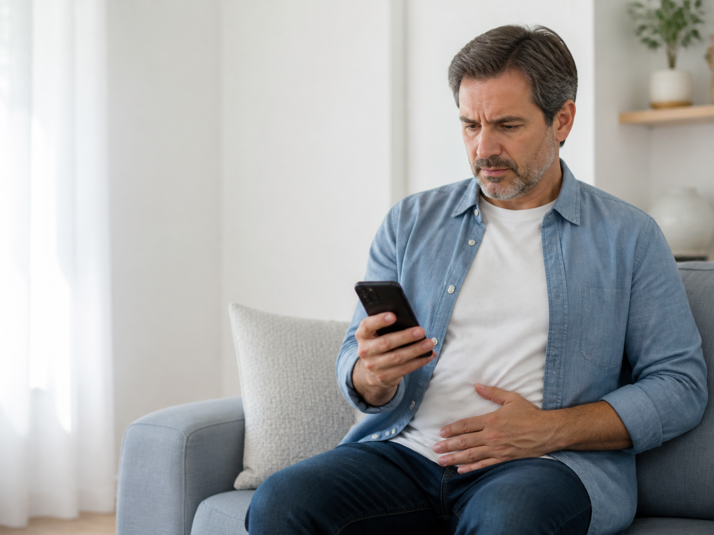 Man talking to doctor about pelvic symptoms