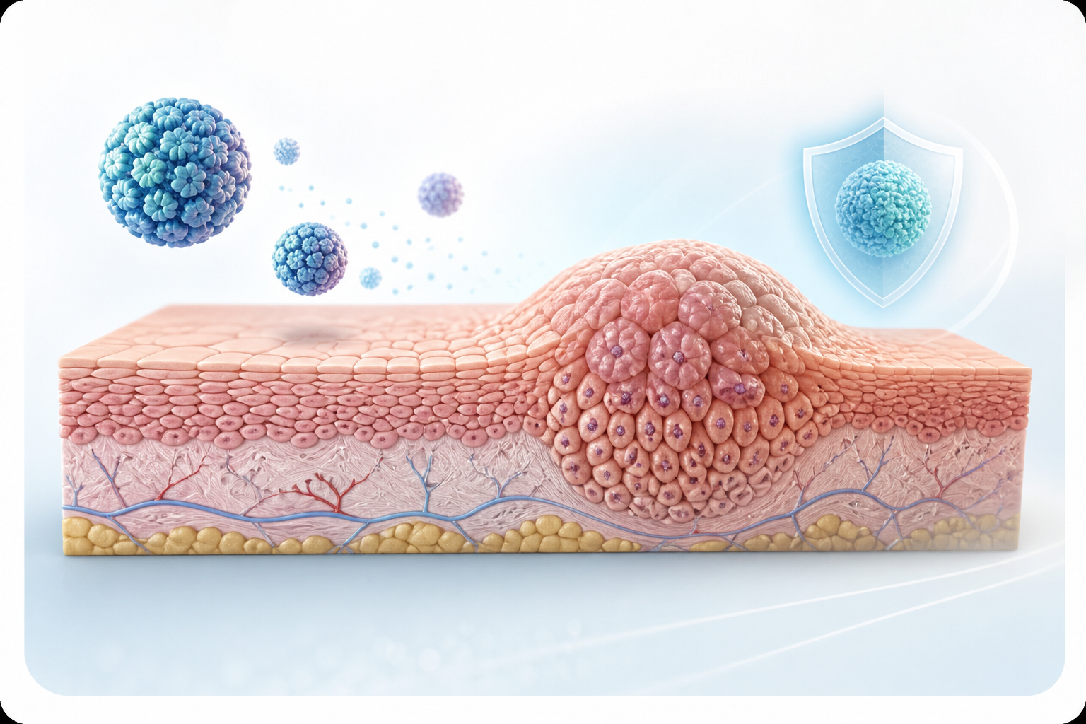 Educational medical illustration of HPV and wart formation